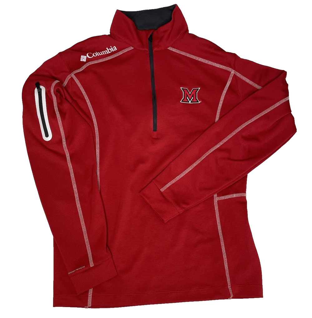 Columbia Omni-Wick Miami RedHawks 1/4 Zip Pullover Red Small S/P